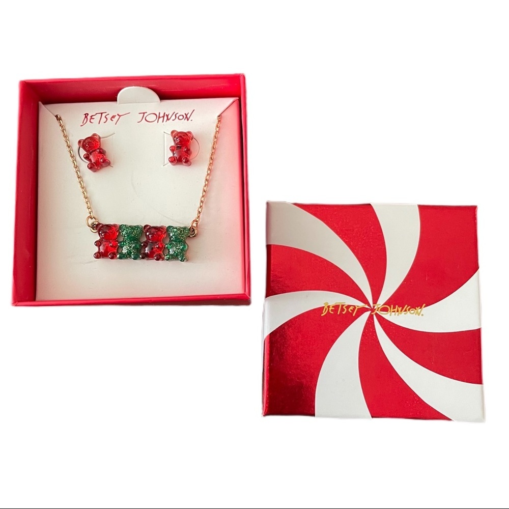 New Betsey Johnson Gummy Bears Earrings & Necklace Set - Picture 5 of 8